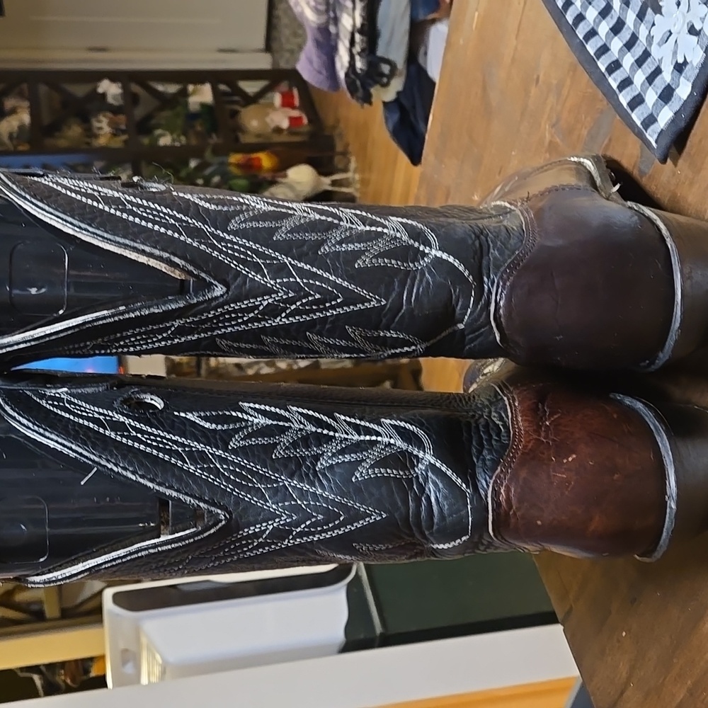 Double H Vintage 1999 Buckaroo Leather Cowboy Boots Mens Size 10.5EE - Picture 4 of 10